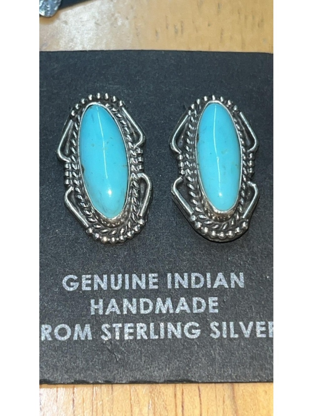 Native American Navajo jewelry handmade sterling silver turquoise earrings
